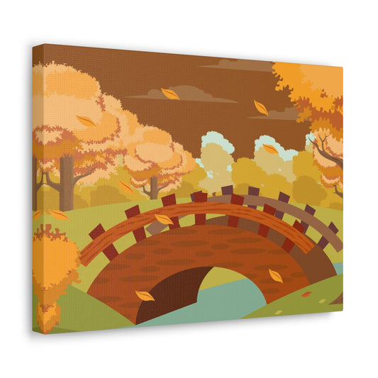 Autumn Bridge Scenery Canvas