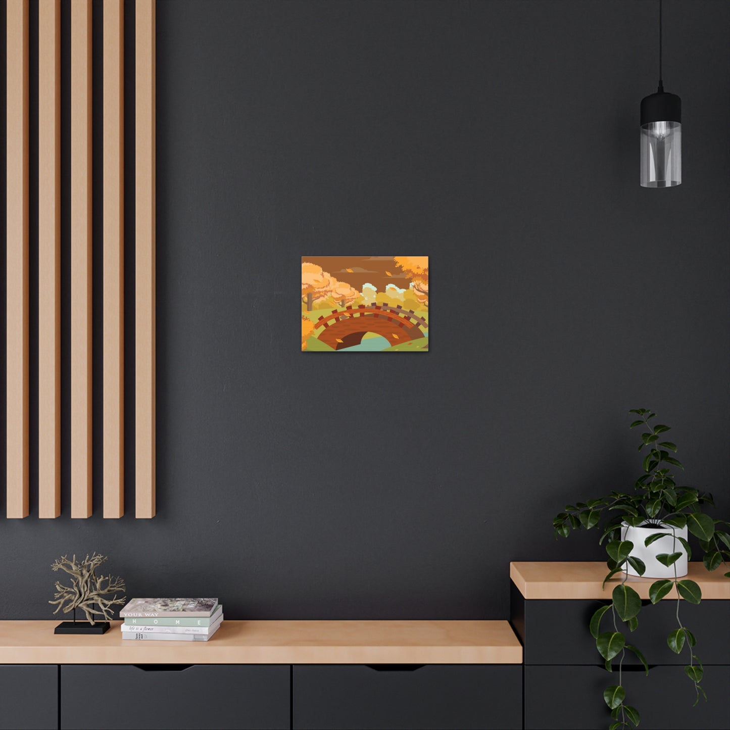 Autumn Bridge Scenery Canvas