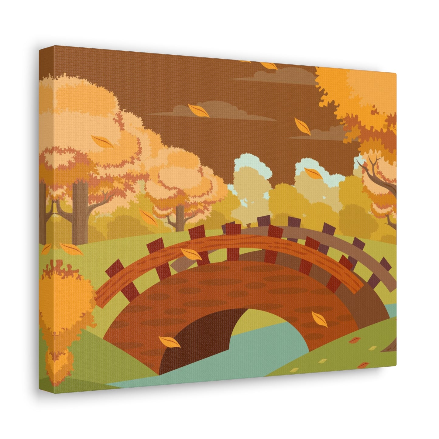 Autumn Bridge Scenery Canvas