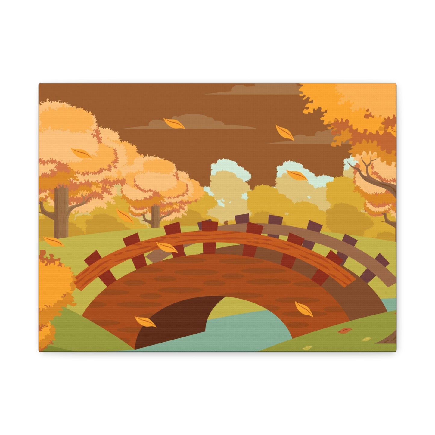 Autumn Bridge Scenery Canvas