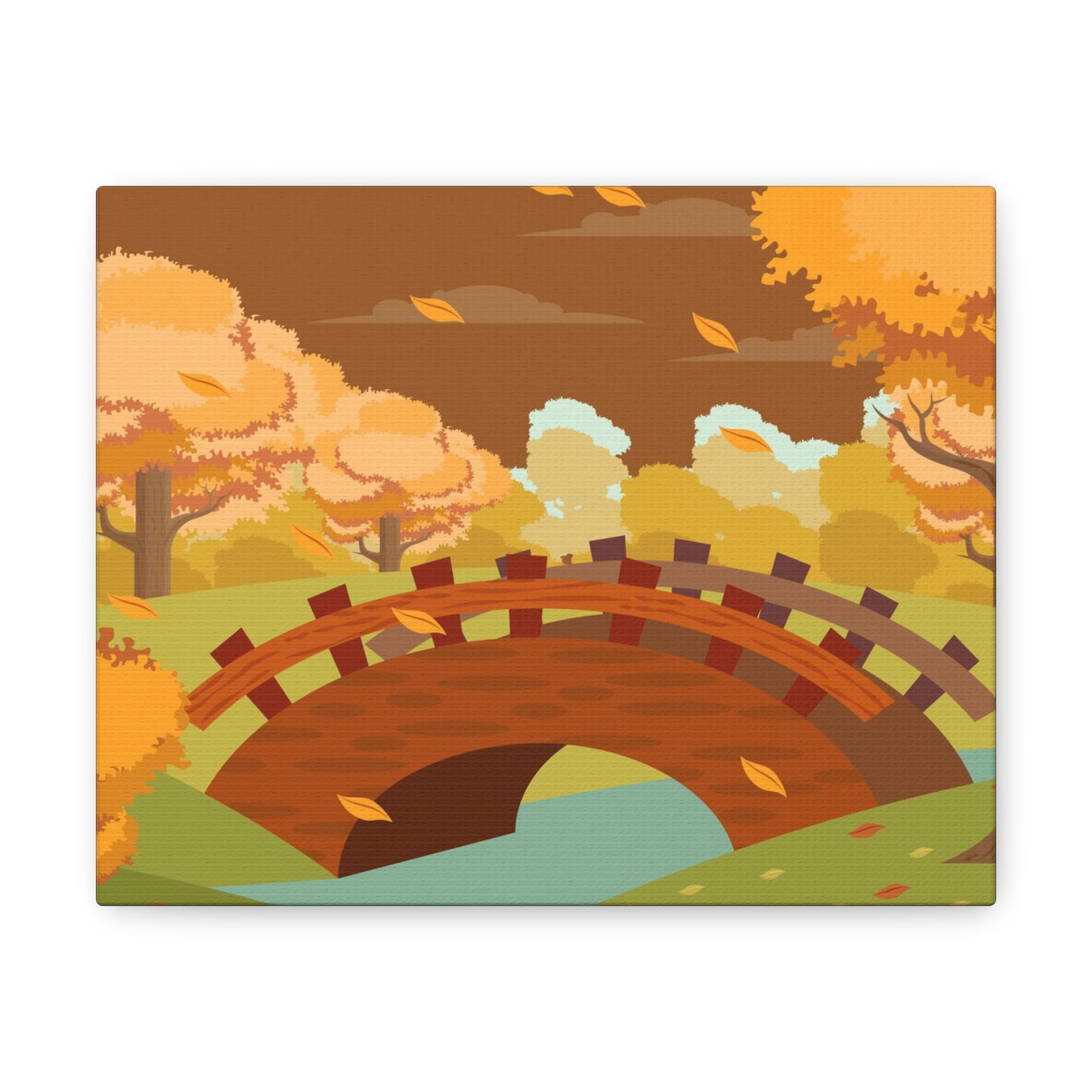 Autumn Bridge Scenery Canvas